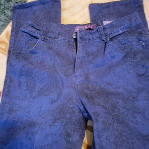 Gloria Vanderbilt Womens Jeans Amanda 12 Blue Paisley Straight Leg Dark Denim